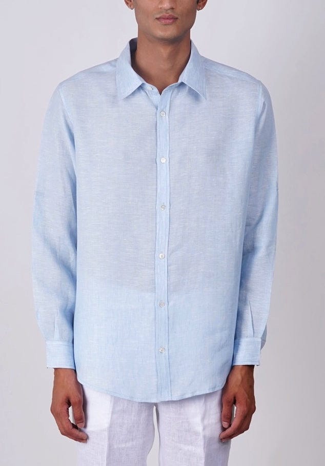 Baby Blue full sleeve linen shirt - image 3