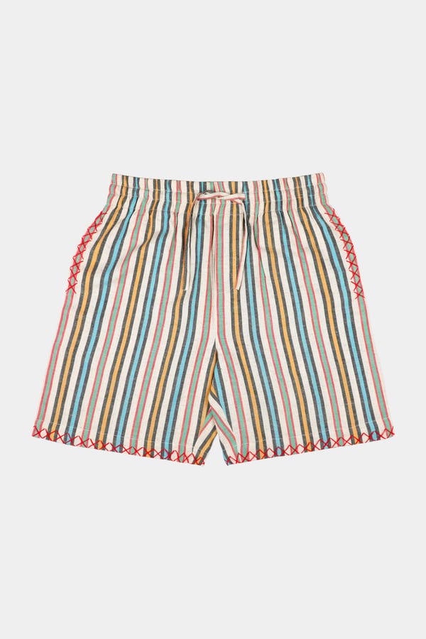 Perte D'ego — Multicolor stripe linen shorts