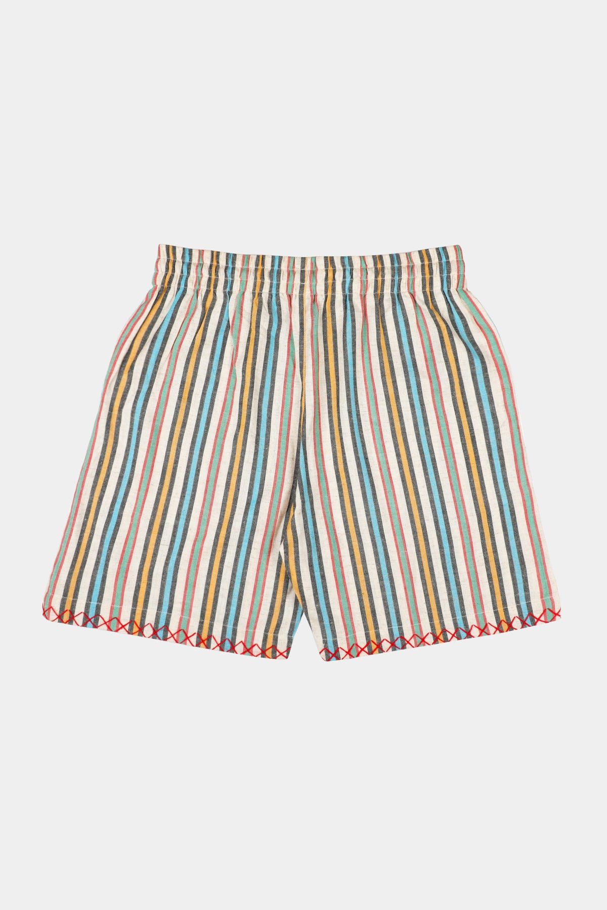Multicolor stripe linen shorts - image 2