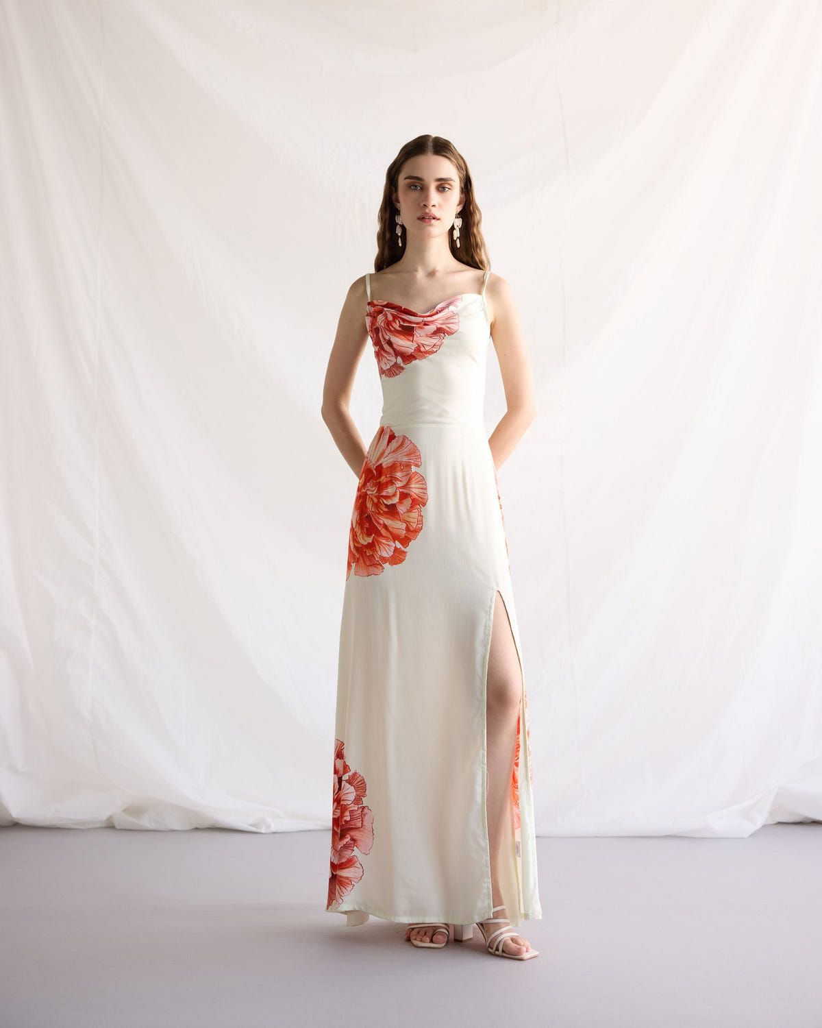 Hydrangea Pleated Cowl Aline Dress - image 8