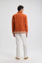 Vintage embroidered zip up jacket- Rust orange view 5
