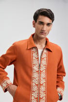 Vintage embroidered zip up jacket- Rust orange view 7