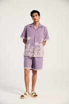 "Palm paradise" border embroidered shorts view 3