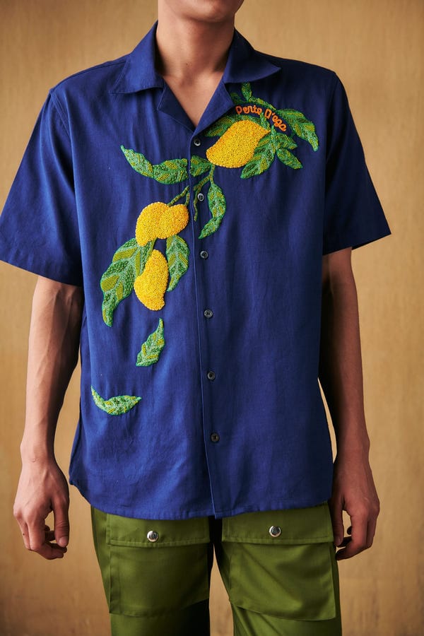 Perte D'ego — "Le Mangoes" beadwork shirt