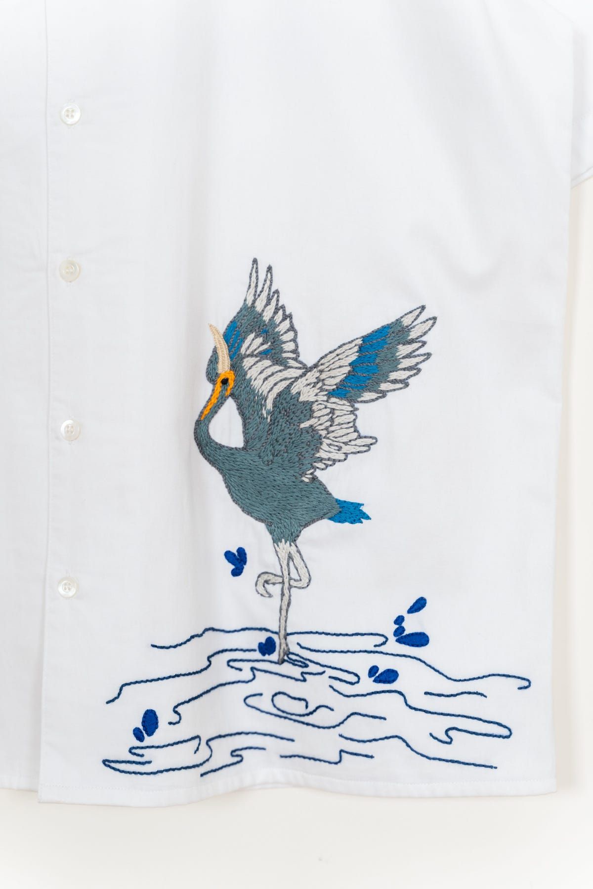 "Heron & Song" hand embroidered shirt - image 2