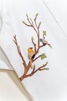 "Heron & Song" hand embroidered shirt view 3
