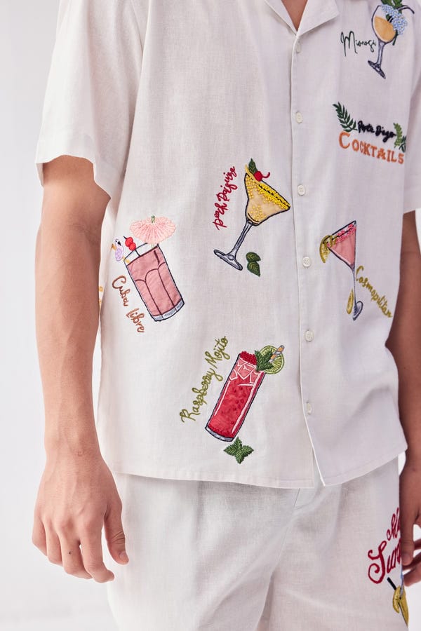 Perte D'ego — "Malibu sunsets” hand embroidered shirt