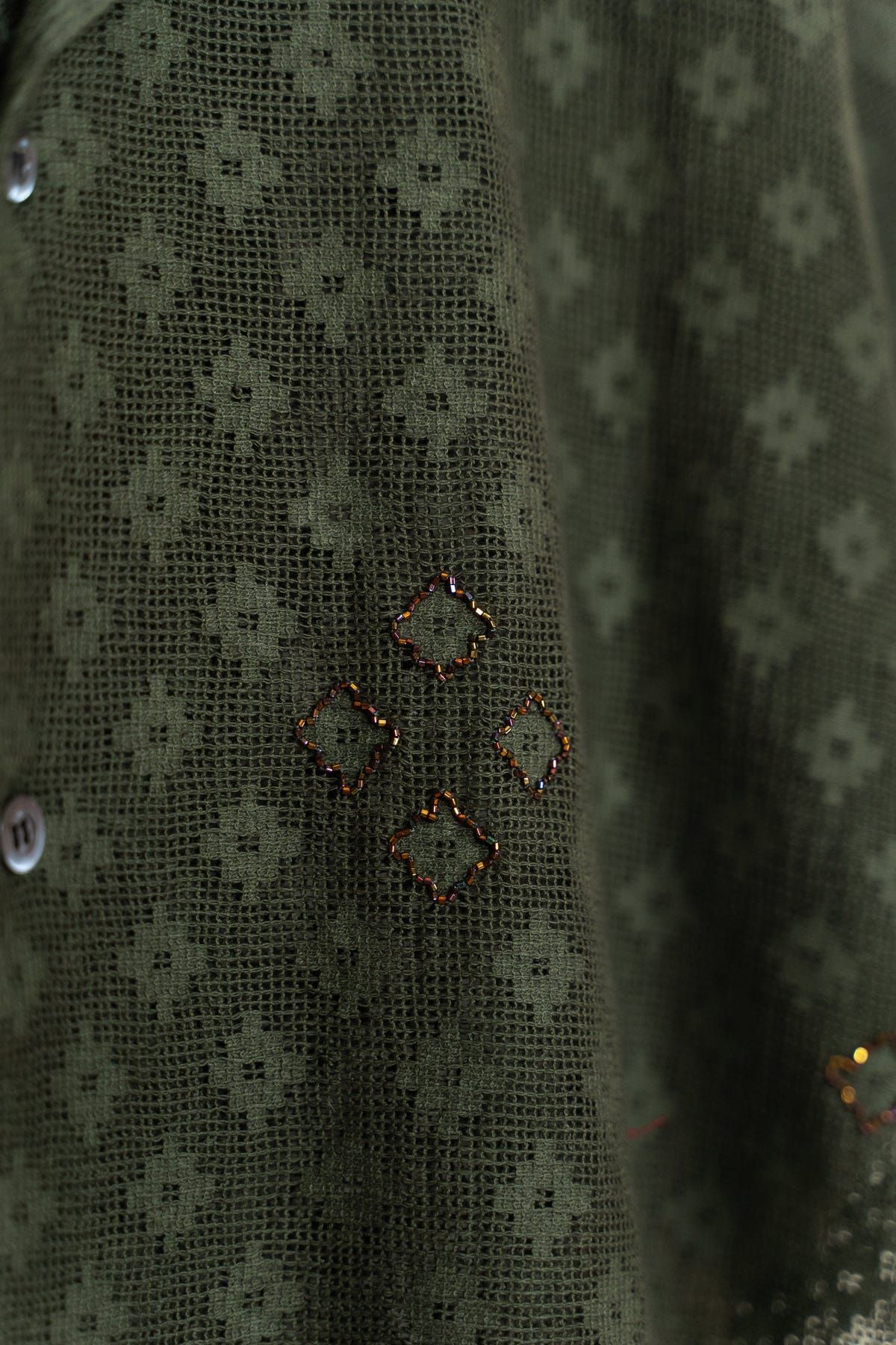 Olive embellished lace shirt - image 2