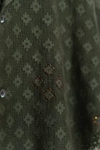 Olive embellished lace shirt view 2