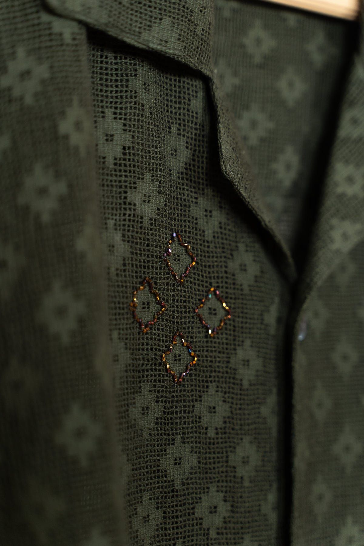 Olive embellished lace shirt - image 3