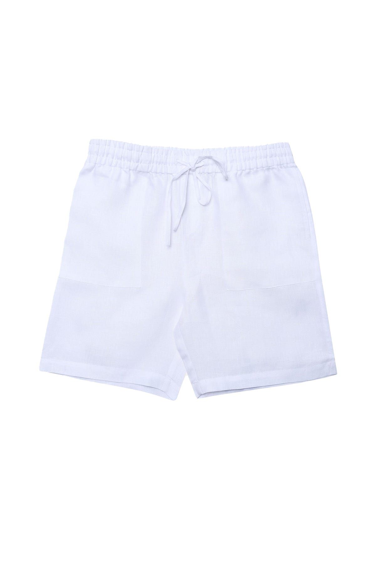 Santorini white linen shorts - image 1