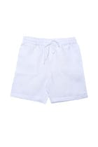 Santorini white linen shorts view 1