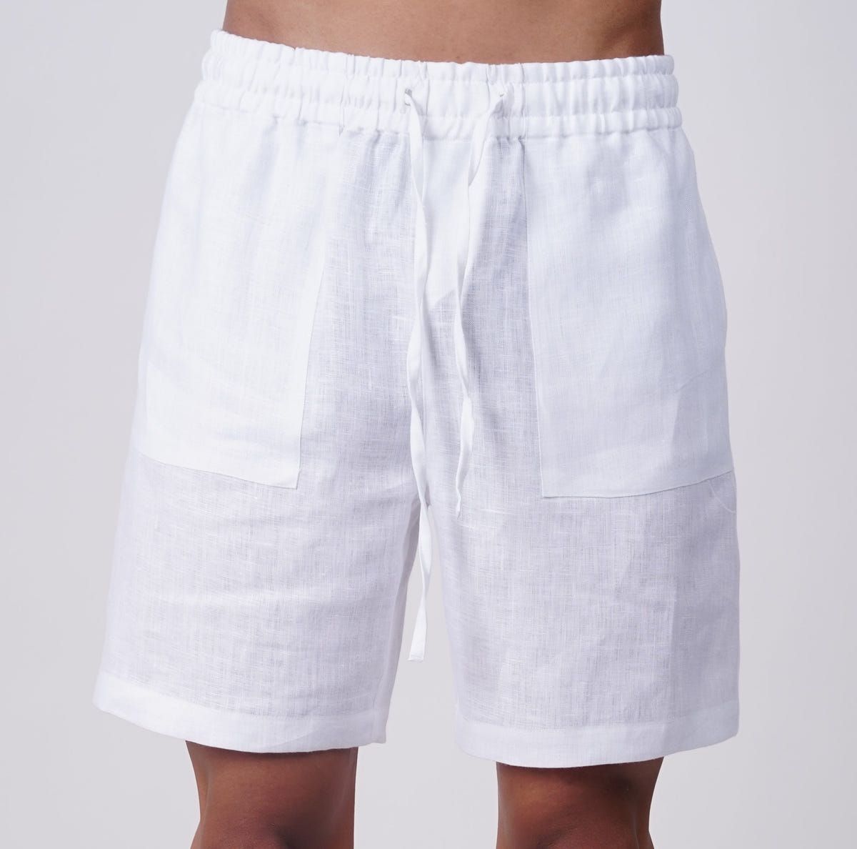 Santorini white linen shorts - image 3