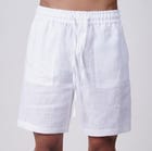 Santorini white linen shorts view 3