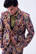Purple paisley blazer view 1