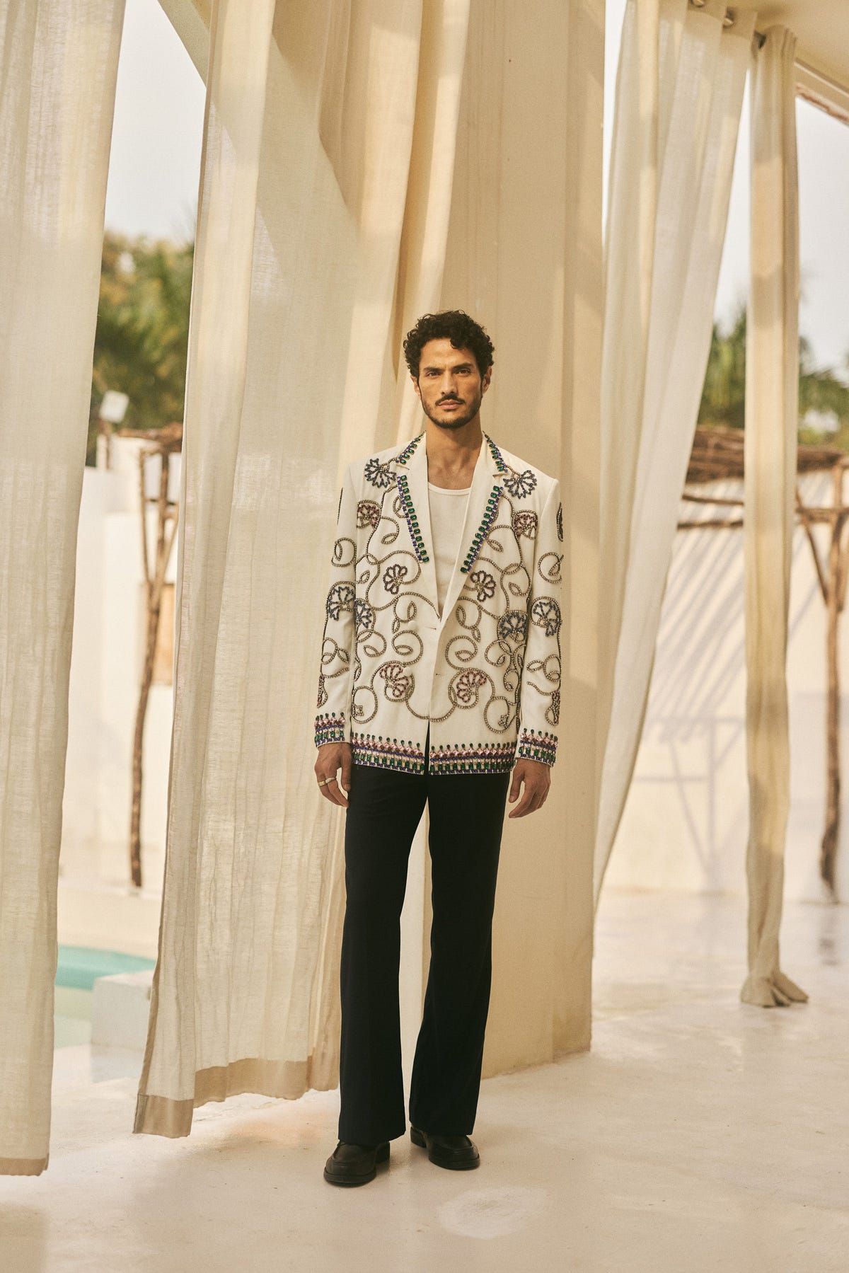 Moroccan hand embellished blazer - image 2