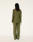 Hand embroidered olive green blazer view 6