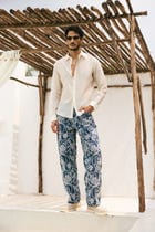 Paisley hand embroidered straight fit jeans view 1