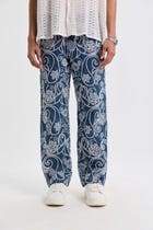 Paisley hand embroidered straight fit jeans view 2