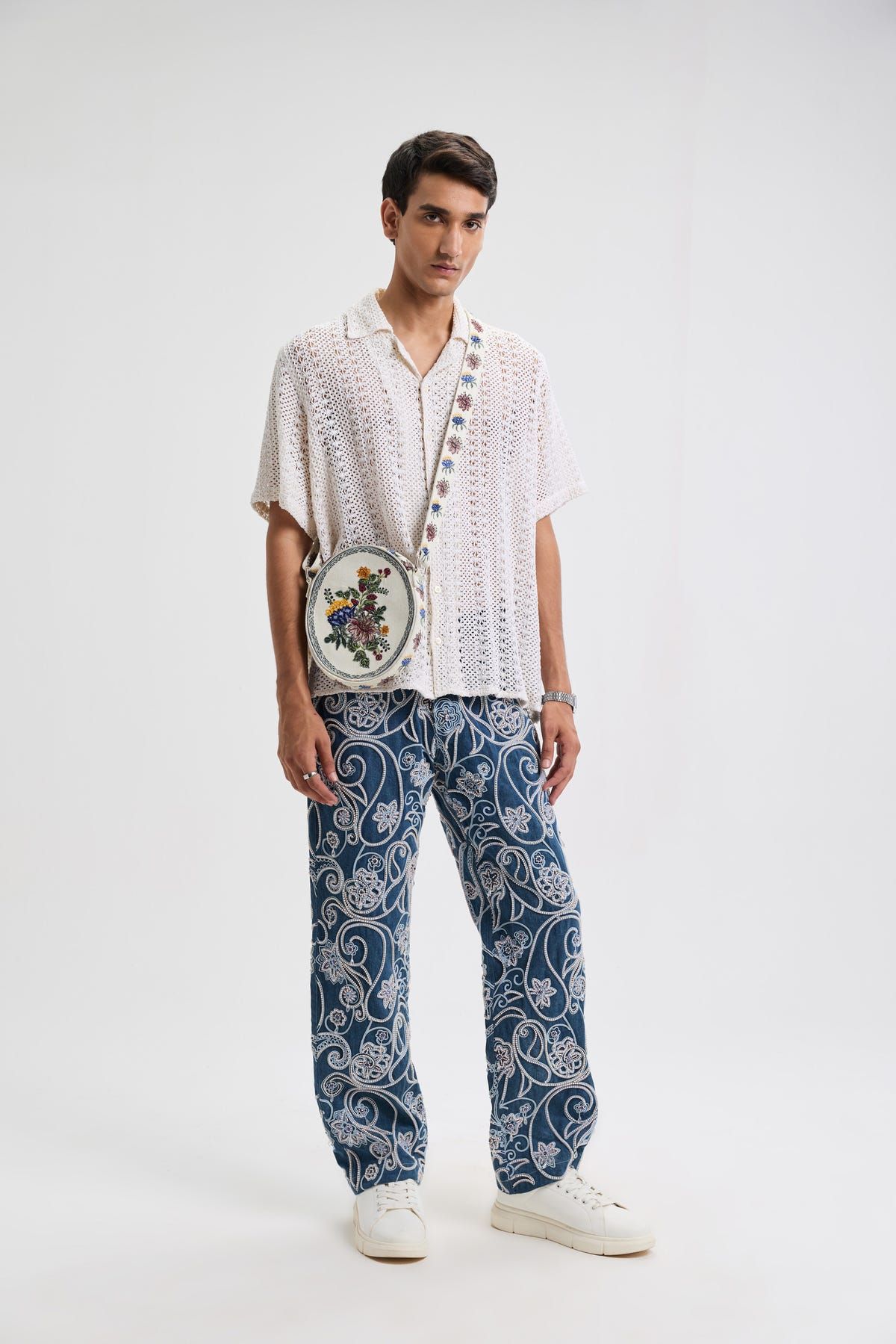 Paisley hand embroidered straight fit jeans - image 5