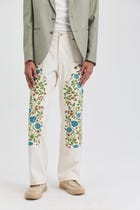 Floral embroidered carpenter pants view 1