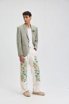 Floral embroidered carpenter pants view 2