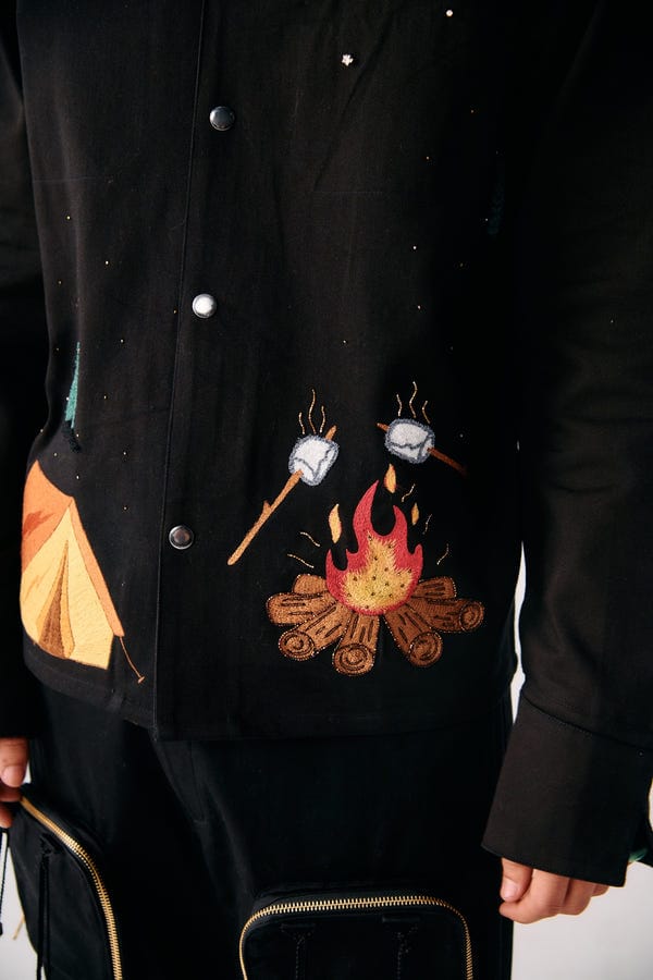 Perte D'ego — Campfire hand embroidered overshirt