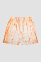 Orange shibori lounge shorts view 1