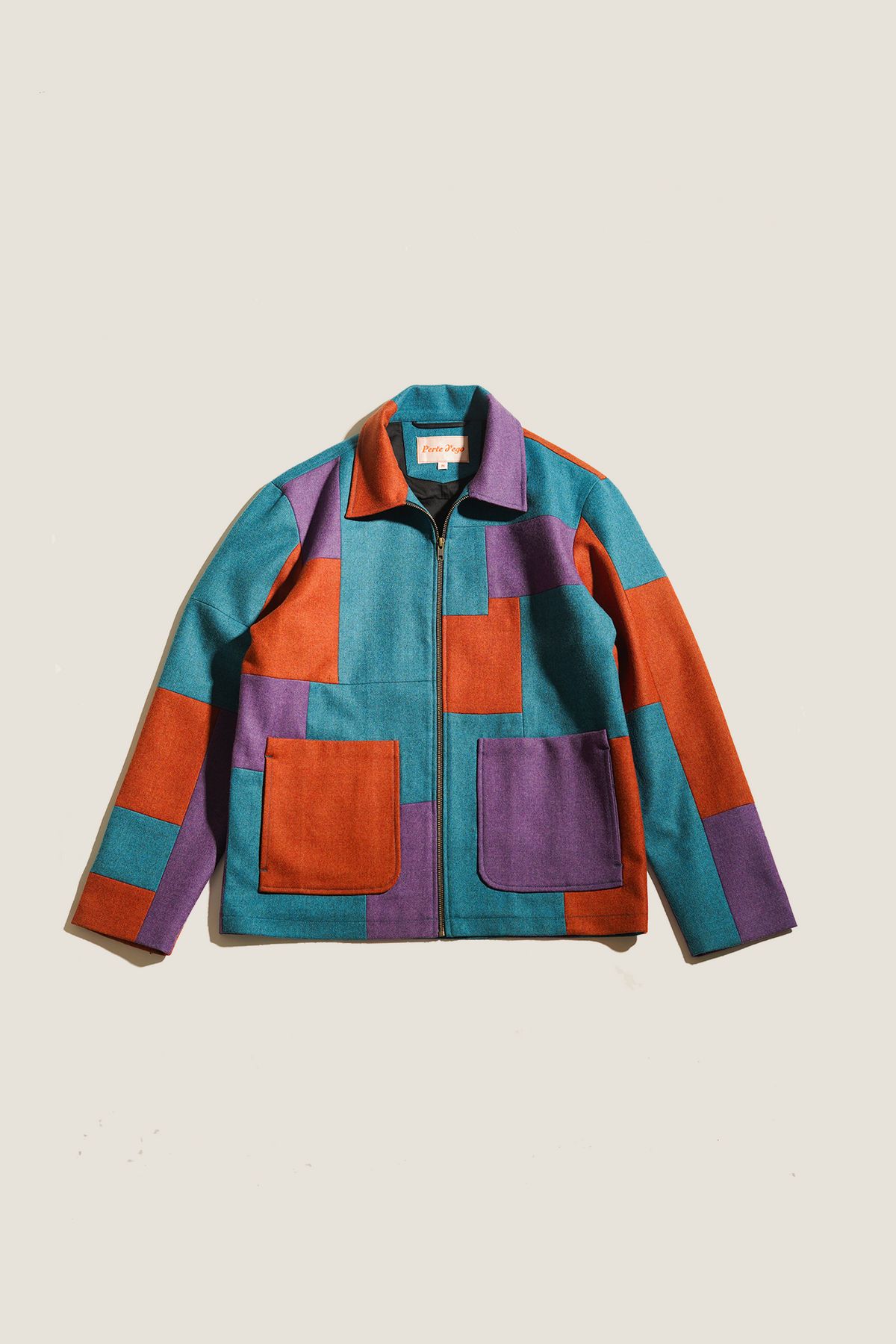 Patchwork merino wool zip up jacket - image 1