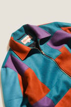 Patchwork merino wool zip up jacket view 2