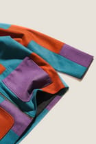 Patchwork merino wool zip up jacket view 3