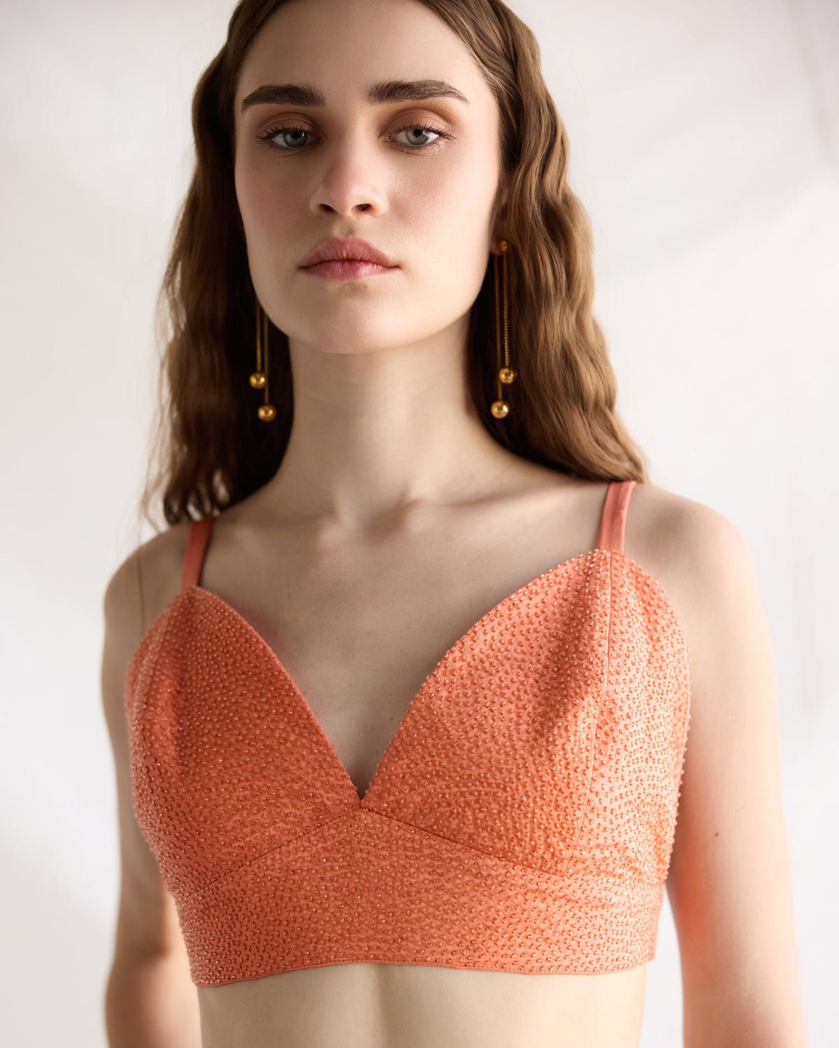 Orange hand beaded bralette - image 1