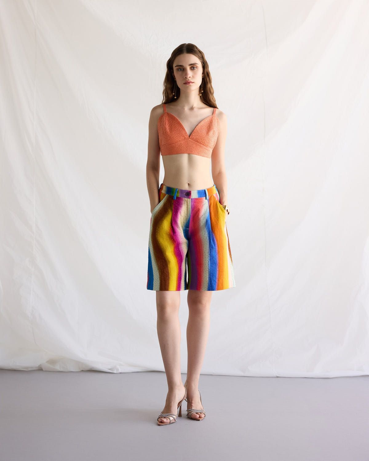 Orange hand beaded bralette - image 2