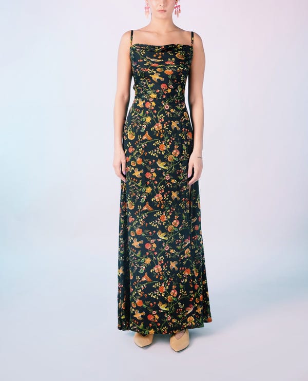 Perte D'ego — "The Elena" Pleated Cowl Aline Dress