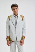 "Versailles Garden" hand embroidered blazer view 3