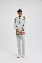 "Versailles Garden" hand embroidered blazer view 4