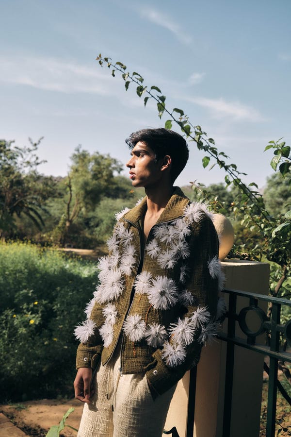 Perte D'ego — "Le Dandelion" hand embroidered zip up jacket