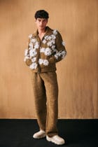 "Le Dandelion" hand embroidered zip up jacket view 2