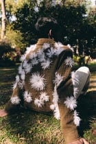 "Le Dandelion" hand embroidered zip up jacket view 3