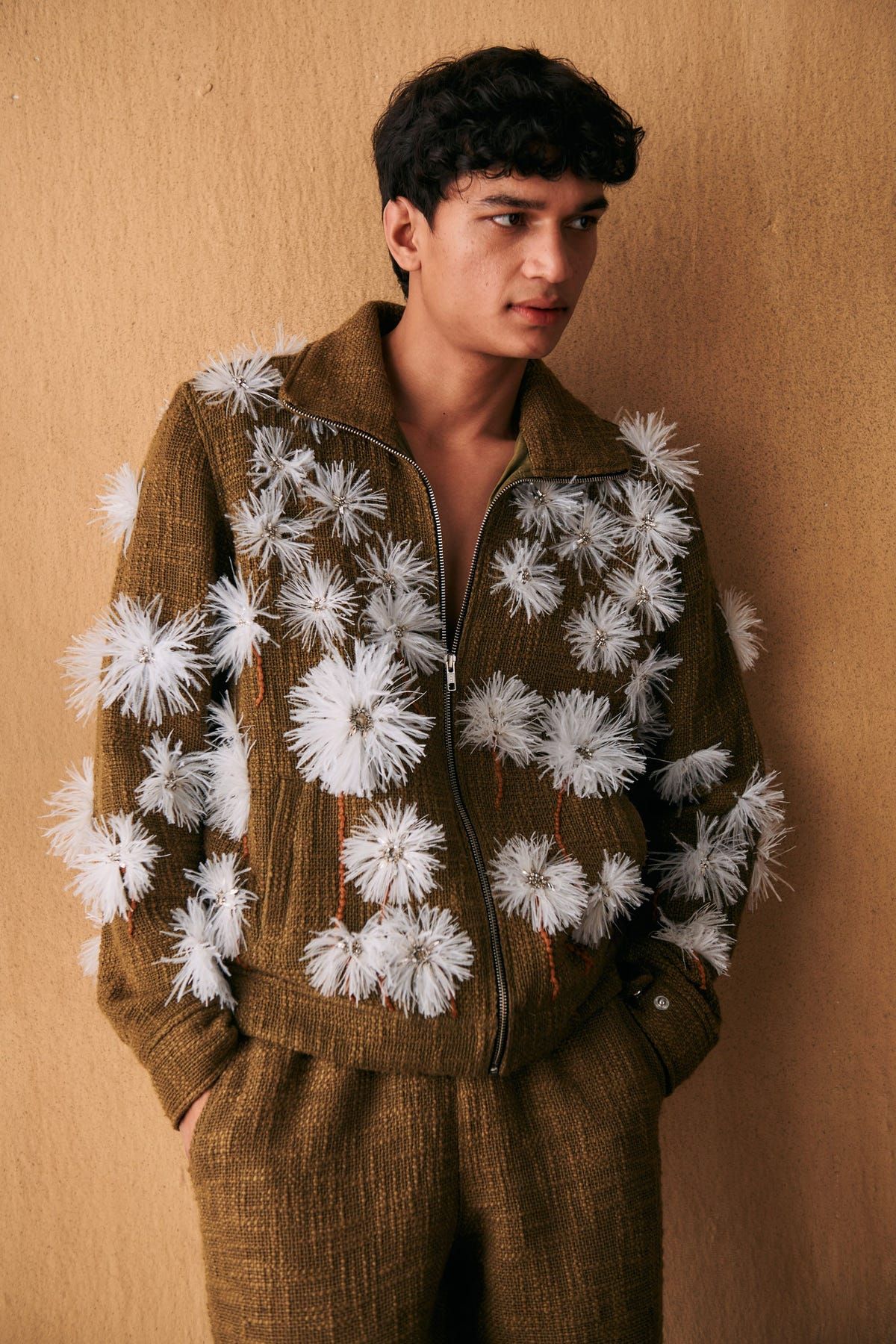 "Le Dandelion" hand embroidered zip up jacket - image 5