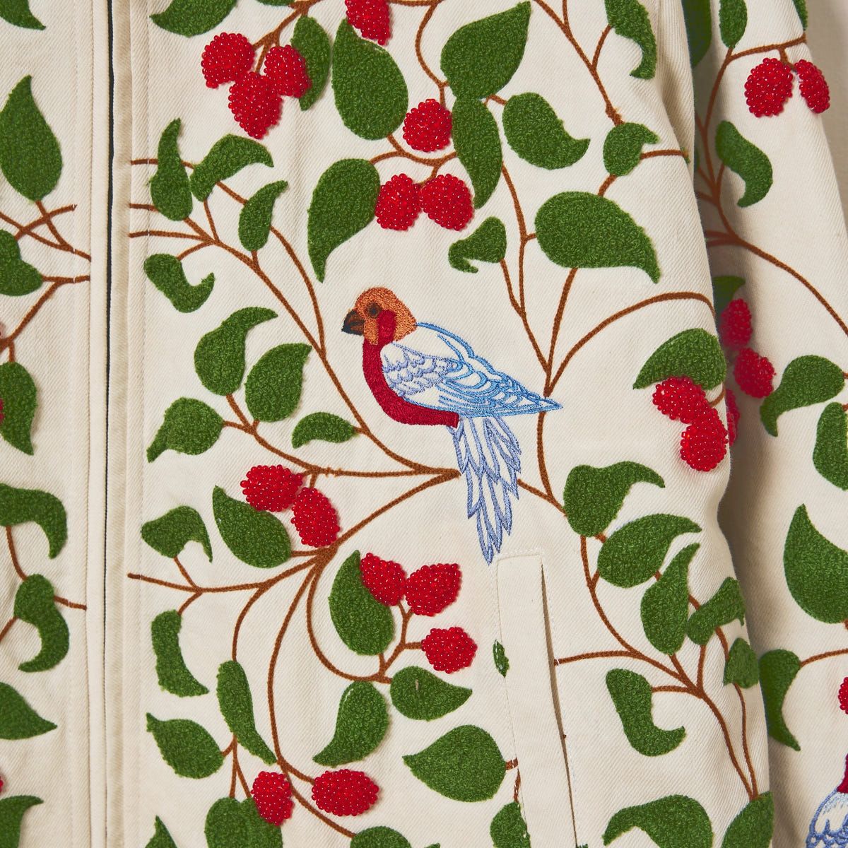 “Hand embroidered cherries” zip up jacket - image 3