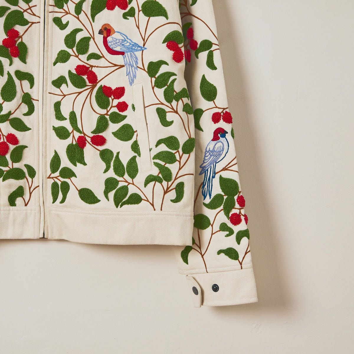 “Hand embroidered cherries” zip up jacket - image 4