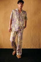 Watercolor paisley lounge pants view 1