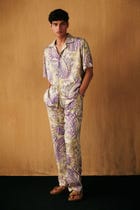 Watercolor paisley lounge pants view 3