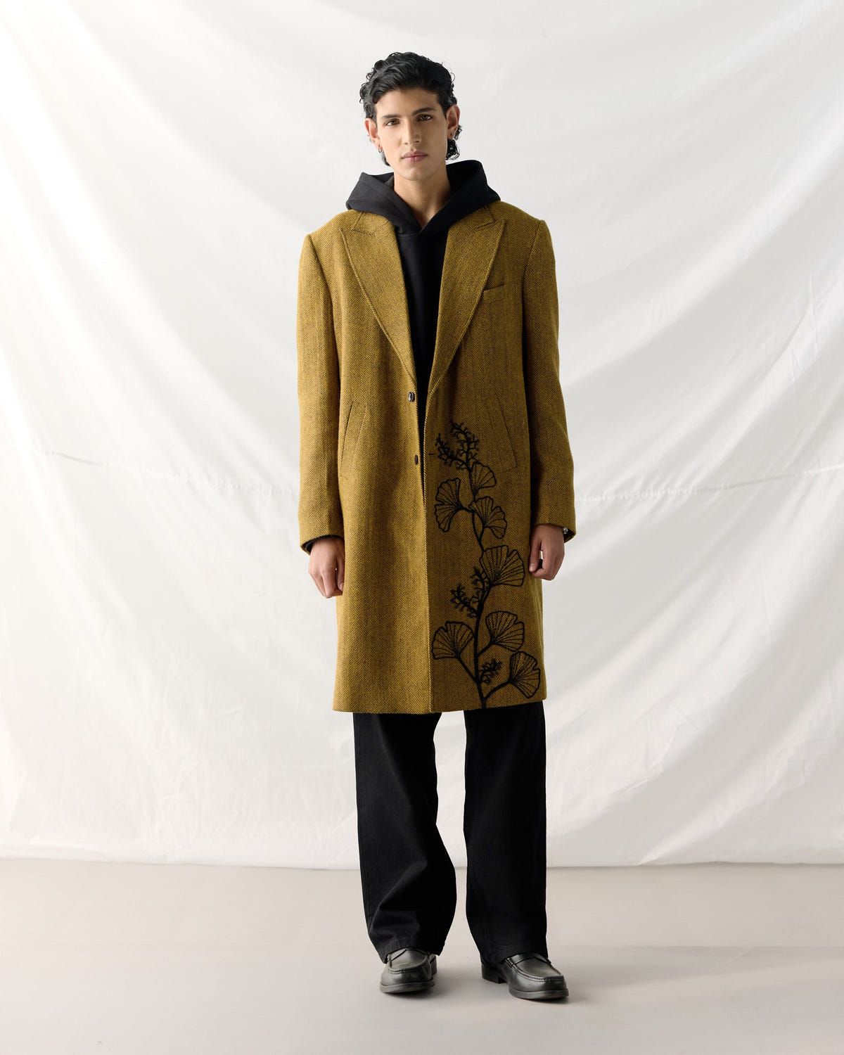 Floral embroidered Wool Overcoat - image 1