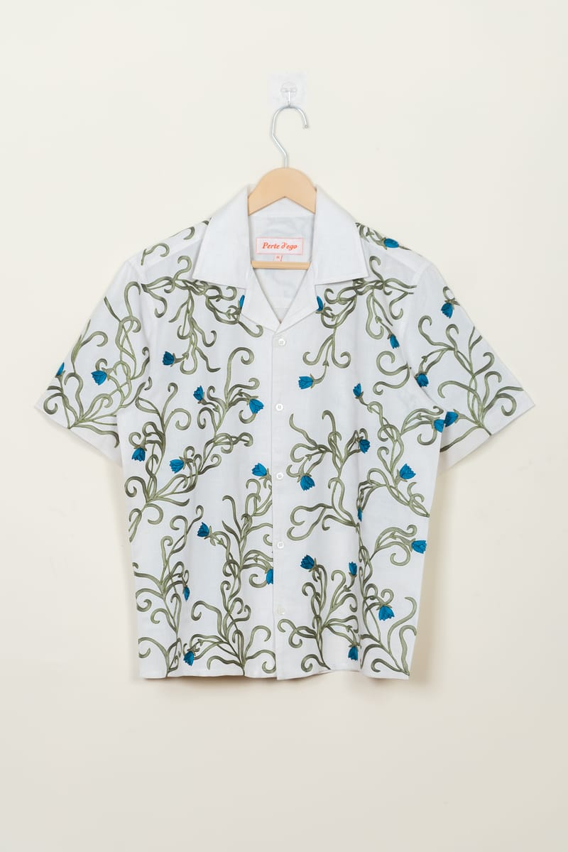 "Blue Lotus" embroidered shirt