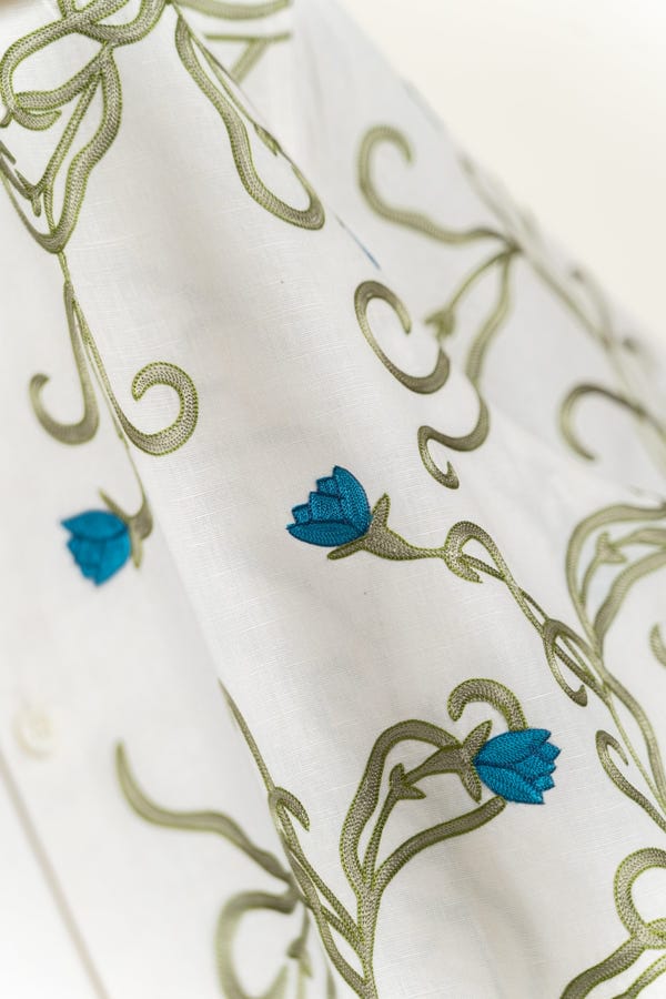 Perte D'ego — "Blue Lotus" embroidered shirt