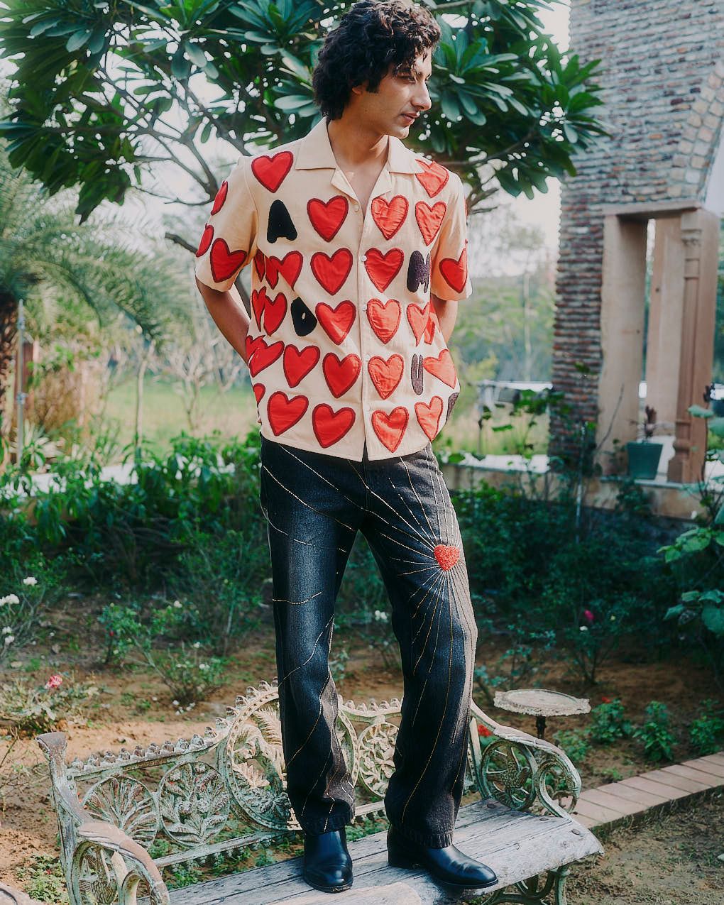"Lovers" hand embroidered straight fit jeans - image 3