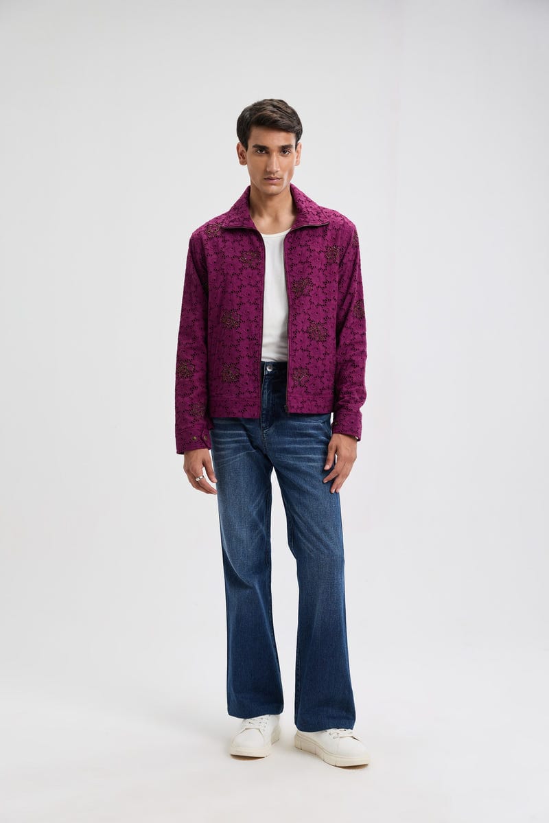 "Le Vienna" hand embellished zip up jacket