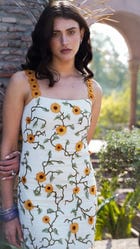 Sunflowers appliqué hand embroidered dress view 2